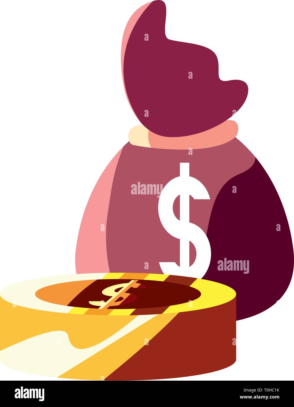 money bag coin dollar currency vector illustration Stock Vector Image ...