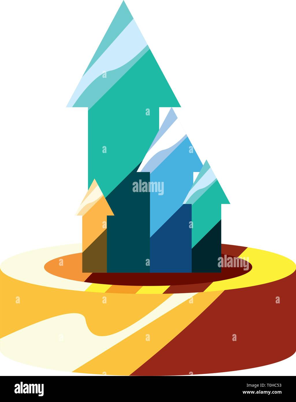 coin money arrows up financial vector illustration Stock Vector Image ...