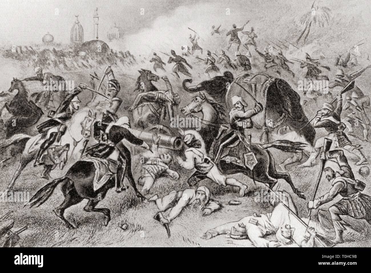defeat of Tatya Tope by the British at Cawnpore, India Stock Photo