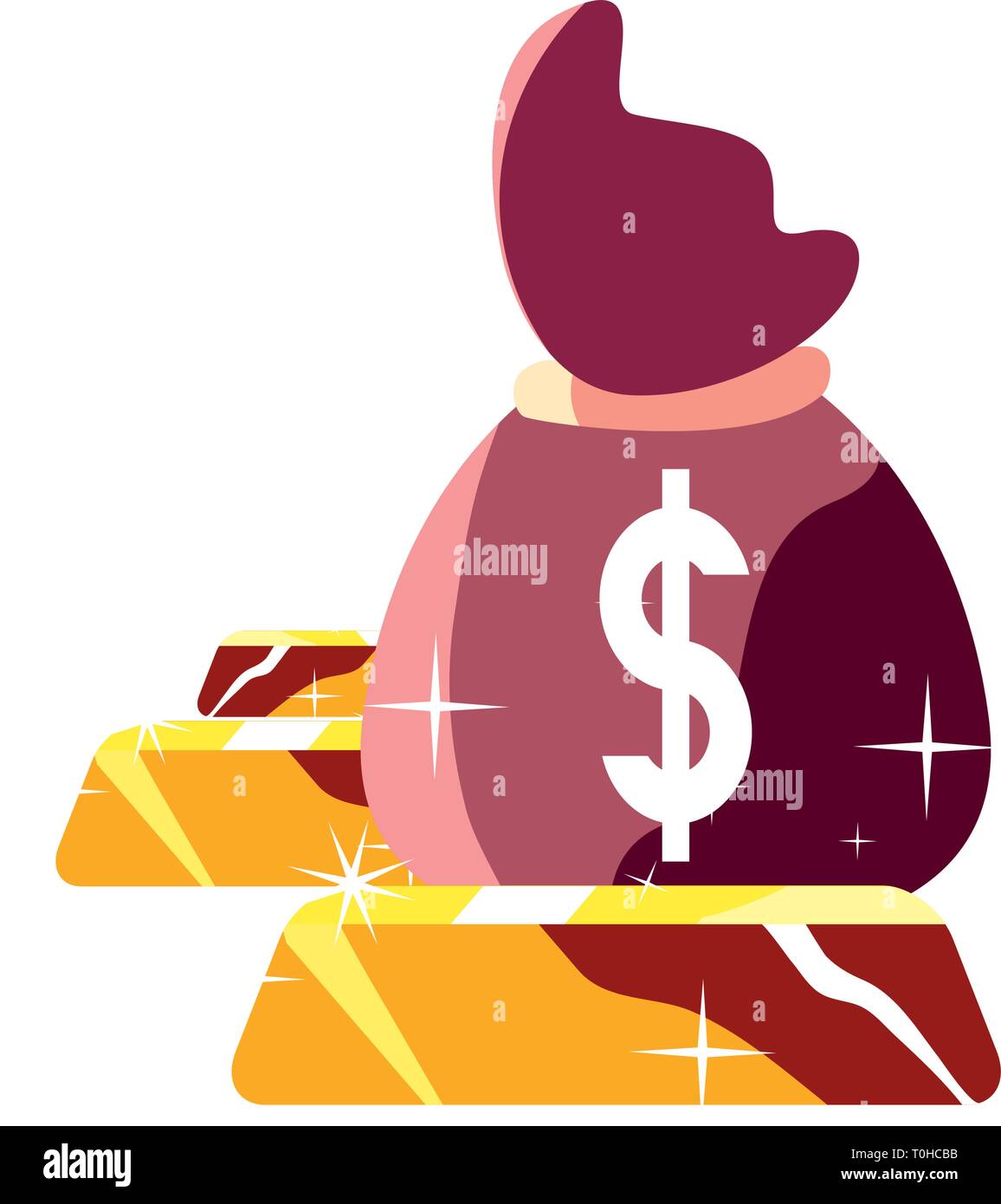 money bag gold bars treasure vector illustration Stock Vector Image ...