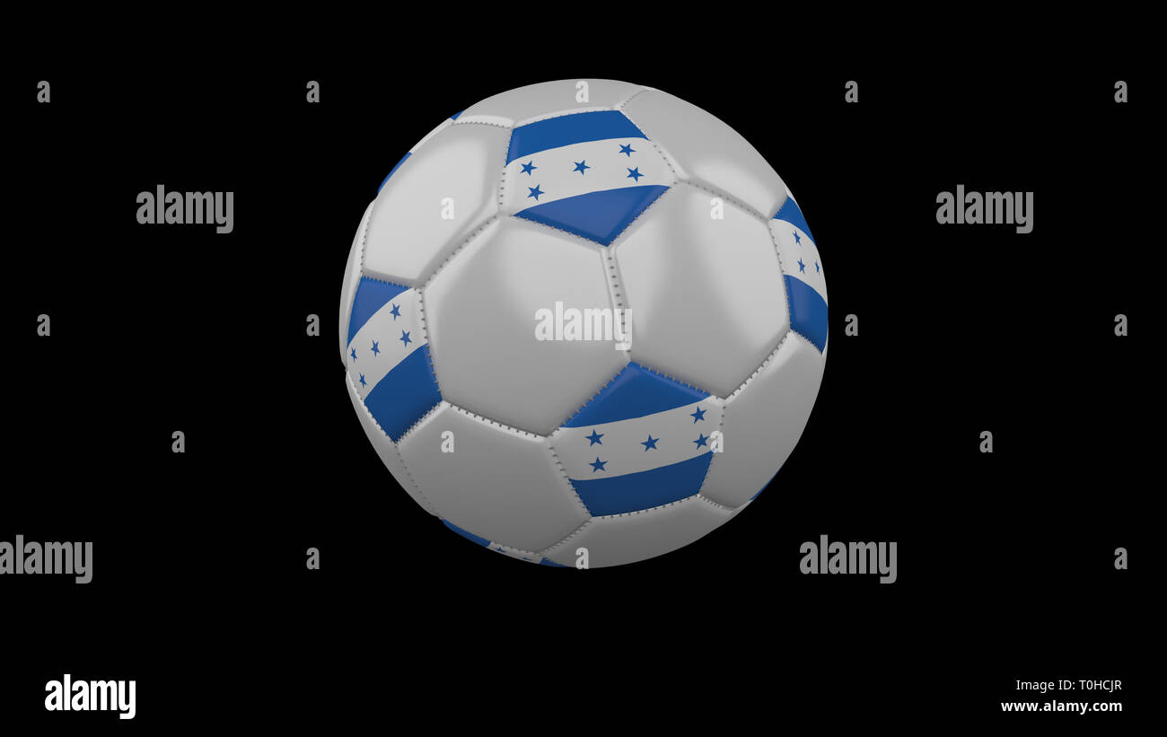 Soccer Ball With Flag Honduras Colors Rotates On Black Background 3d Rendering Stock Photo Alamy