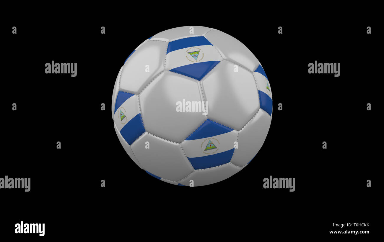 Soccer Ball With Flag Nicaragua Colors Rotates On Black Background 3d Rendering Stock Photo Alamy Soccer Ball With Flag Nicaragua Colors Rotates On Black Background 3d Rendering Stock Photo Alamy