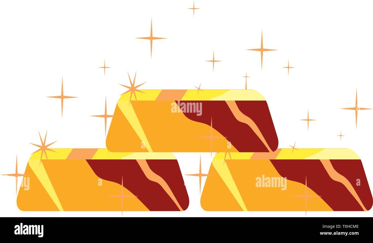 stacked gold bars treasure white background vector illustration Stock ...