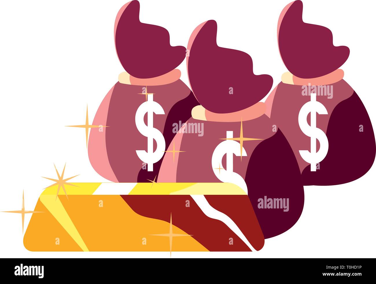 gold bar money bags on white background vector illustration Stock ...