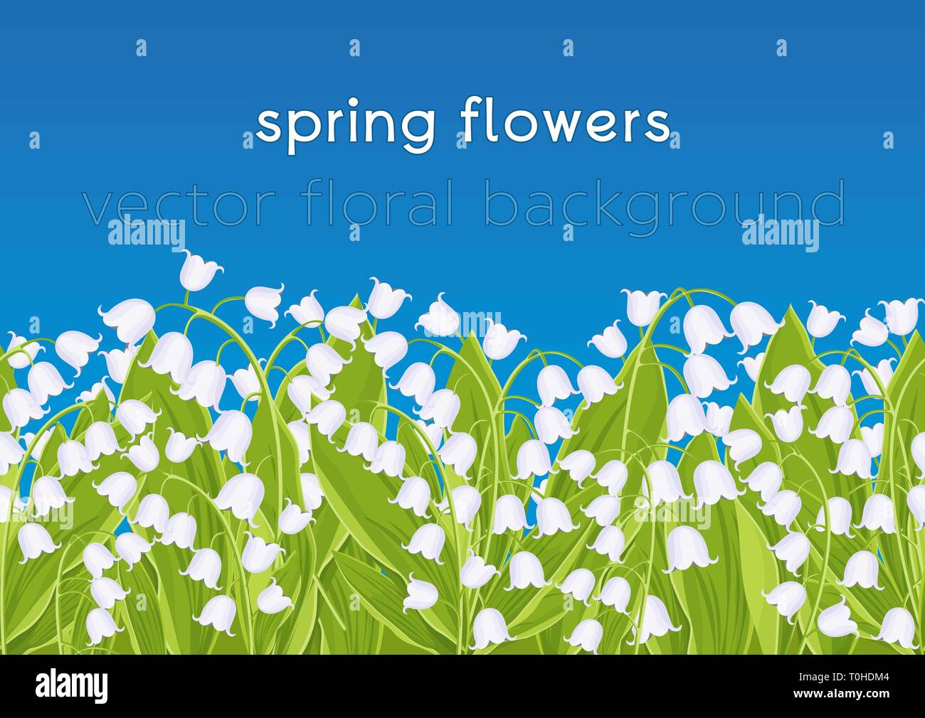 Seamless border with spring flowers lily of the valley, floral banner ...