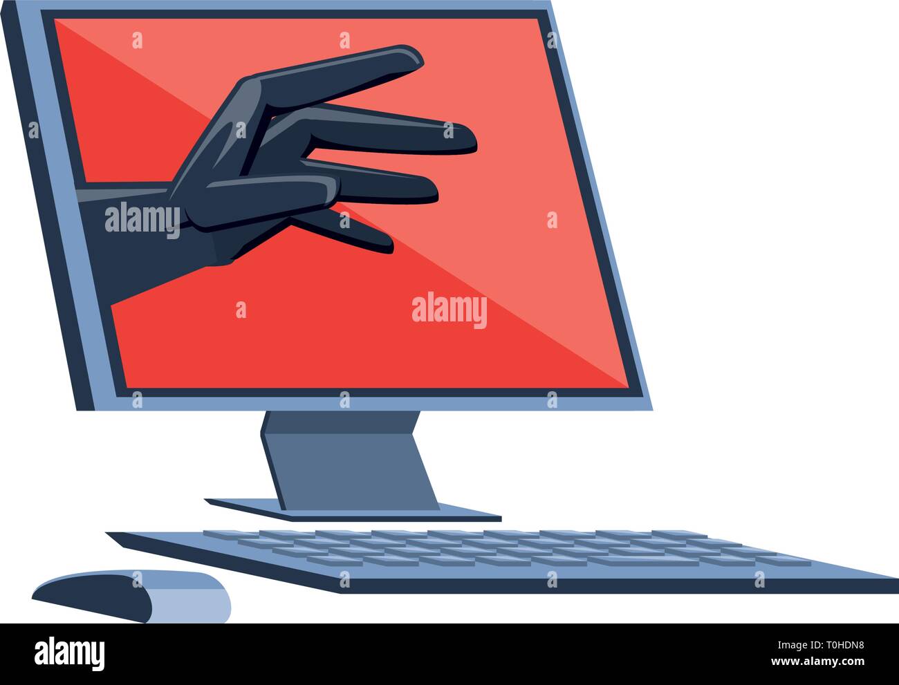 desktop computer with virus attack vector illustration design Stock ...