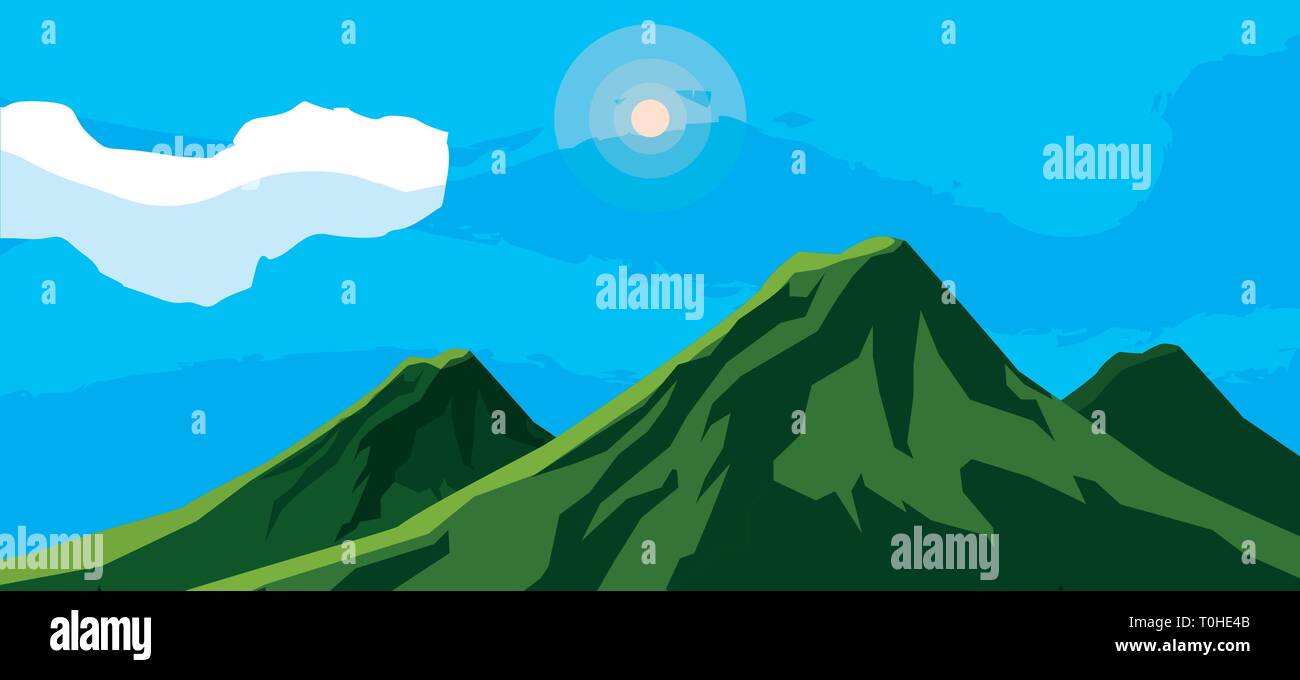 mountains green landscape scene vector illustration design Stock Vector ...