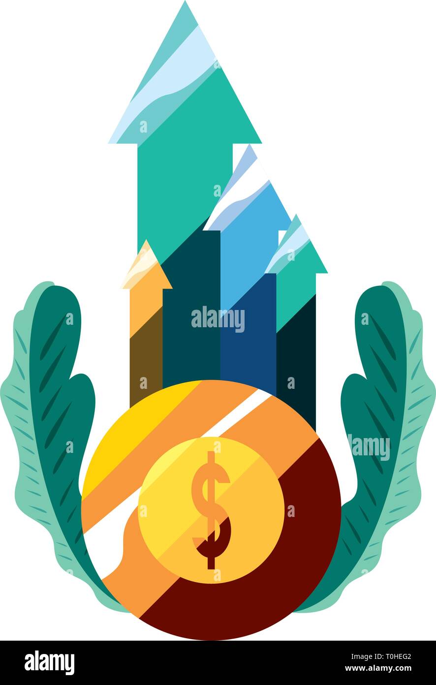 gold coin arrows chart business vector illustration Stock Vector Image ...