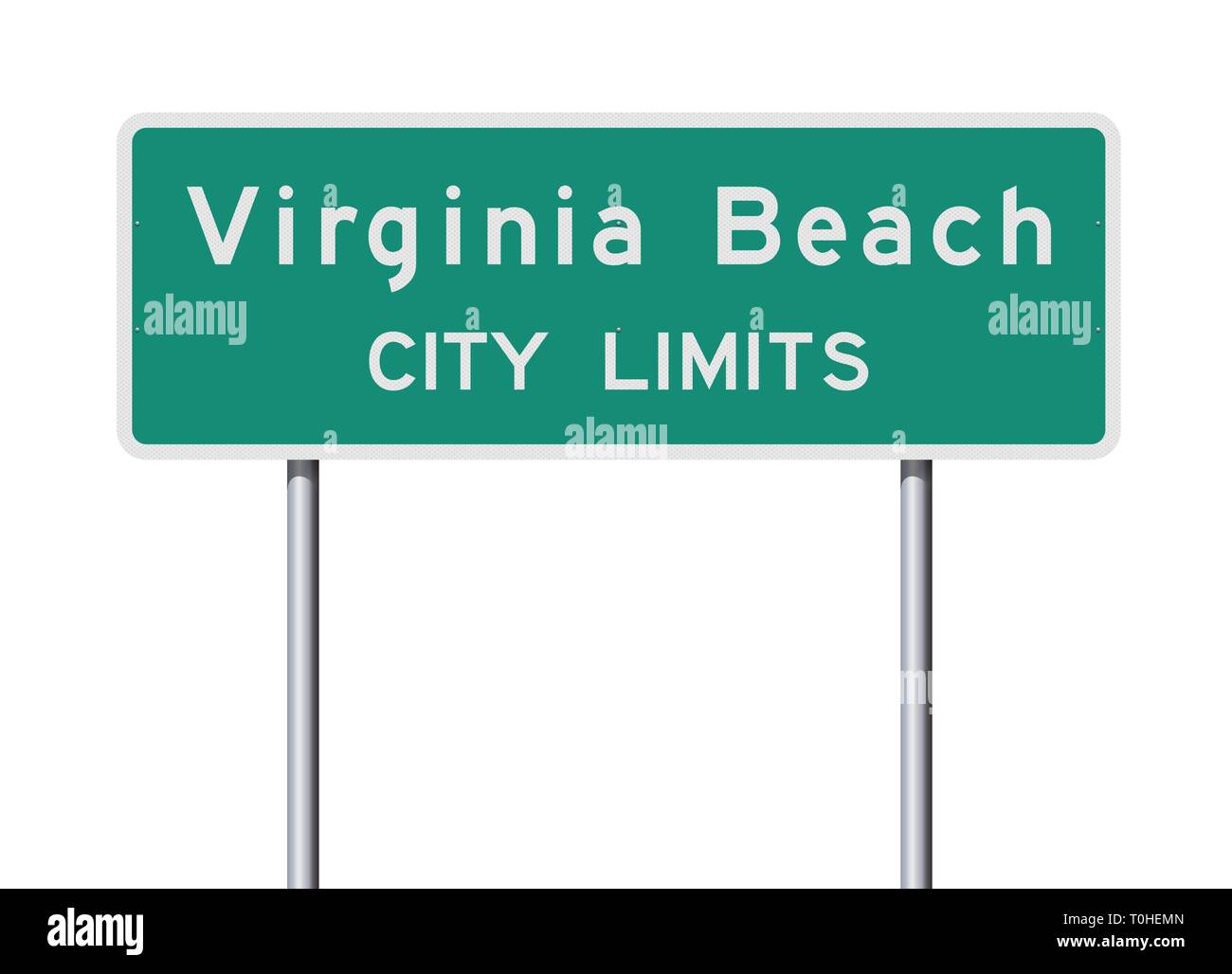 Vector illustration of the Virginia Beach City Limit green road sign Stock Vector