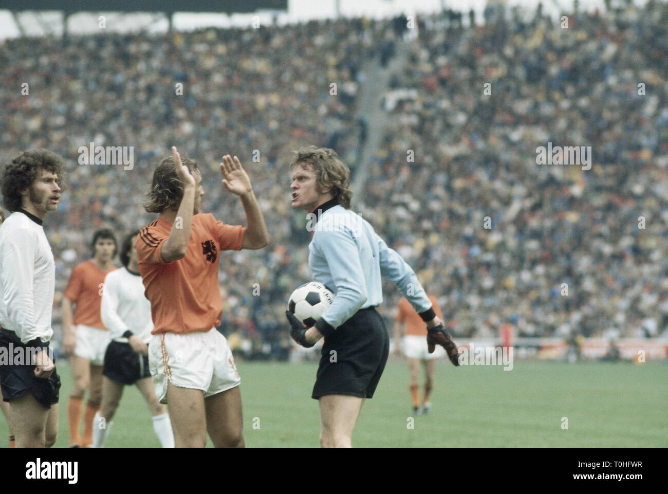 sports, football, world championship, world championship 1974, world championship final, final, Germany versus Netherlands (2:1), scene of the match with Paul Breitner and Sepp Maier, Munich, Germany, 7.7.1974, Additional-Rights-Clearance-Info-Not-Available Stock Photo