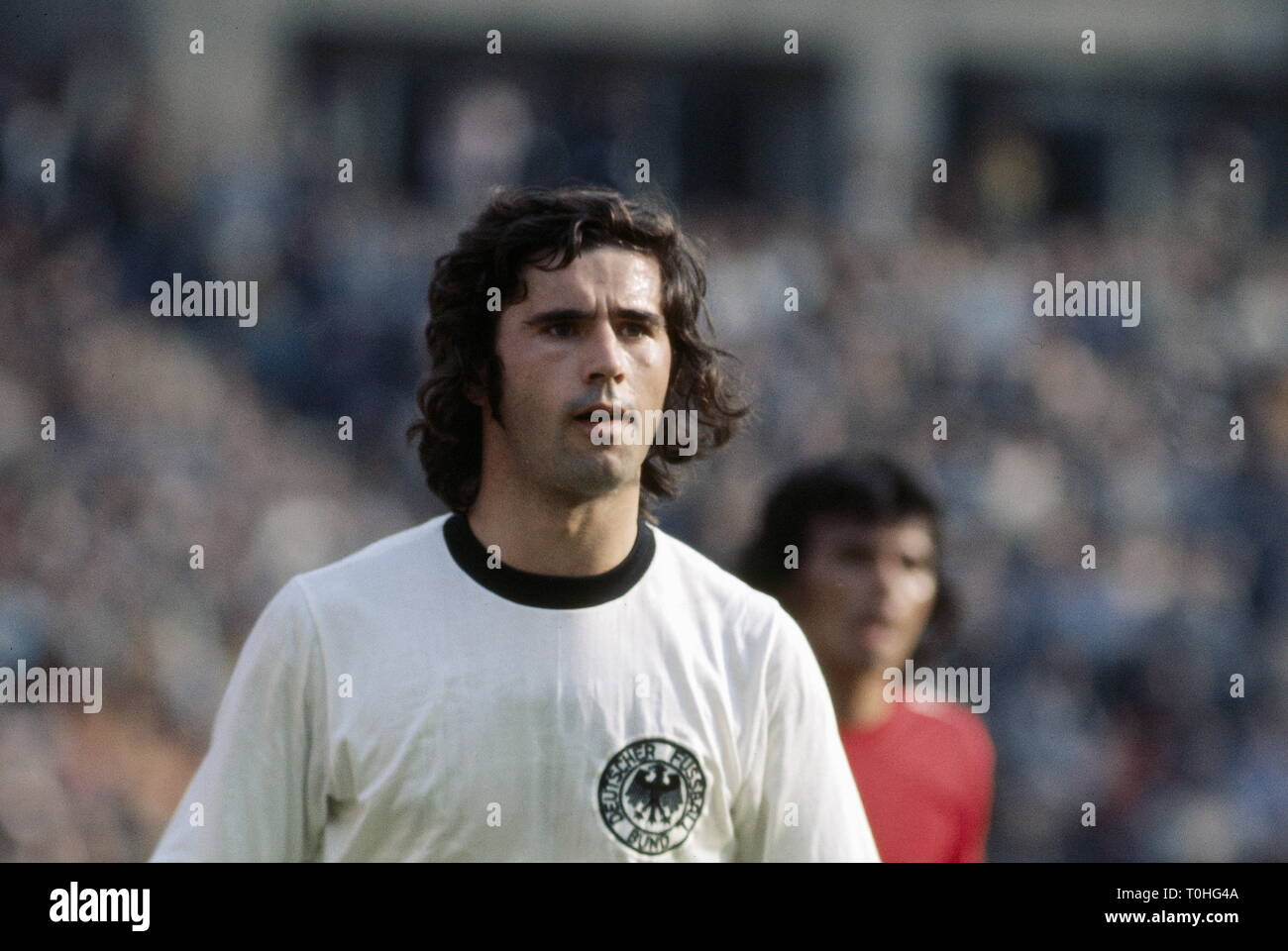 sports, football, world championship, world championship 1974, world championship final, group game, Germany versus Chile (1: 0), scene of the match with Gerd Mueller, Berlin West, Germany, 14.6.1974, Additional-Rights-Clearance-Info-Not-Available Stock Photo