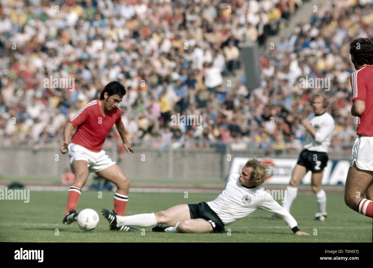sports, football, world championship, world championship 1974, world championship final, group game, Germany versus Chile (1: 0), scene of the match with Uli Hoeness, Berlin West, Germany, 14.6.1974, Additional-Rights-Clearance-Info-Not-Available Stock Photo