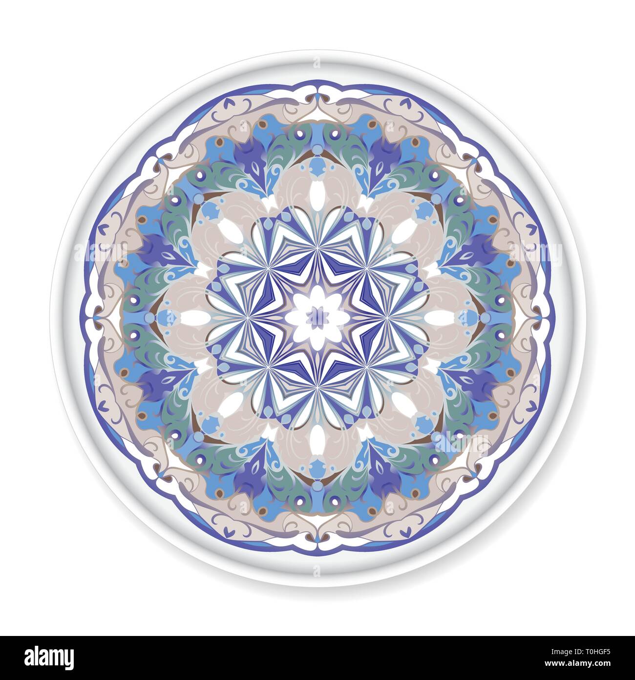 Decorative Plate With Round Ornament In Ethnic Style Home Decor