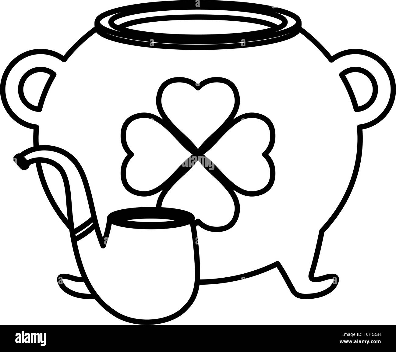 st patricks day card with cauldron and pipe wooden vector illustration ...