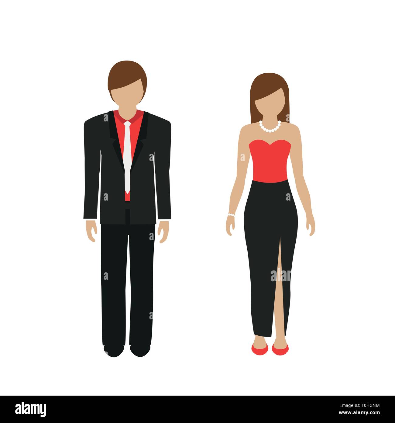 man and woman character in evening dress isolated on white background vector illustration EPS10 Stock Vector