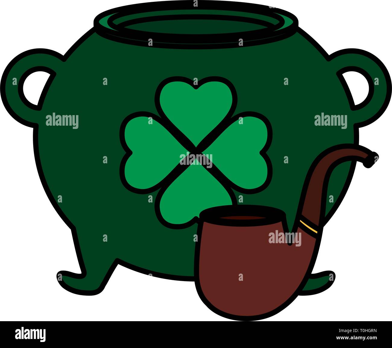 st patricks day card with cauldron and pipe wooden vector illustration design Stock Vector Image ...