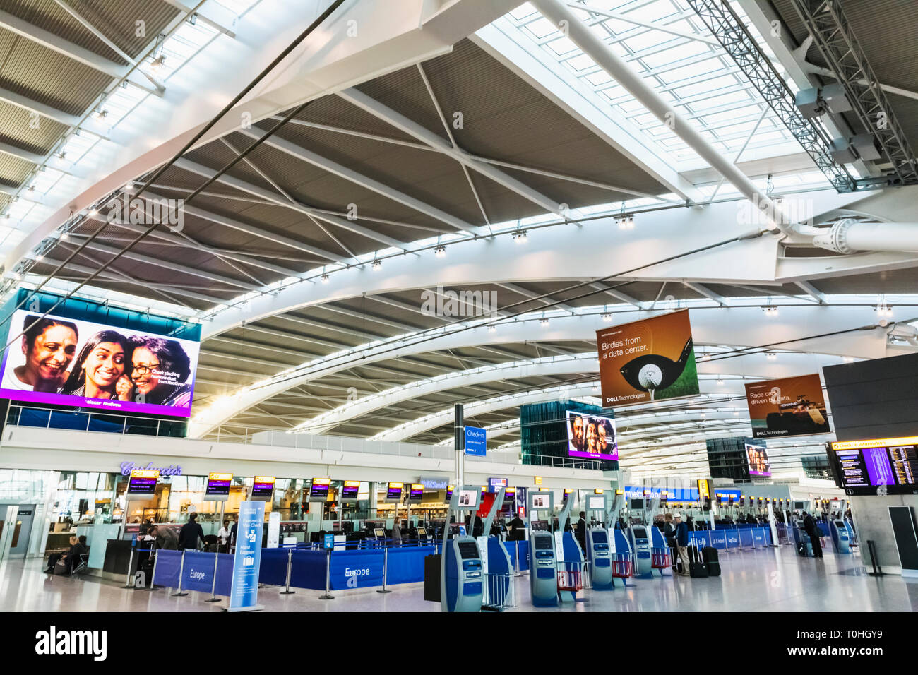 England, London, Heathrow Airport, Terminal 5, Check-in Area Stock Photo