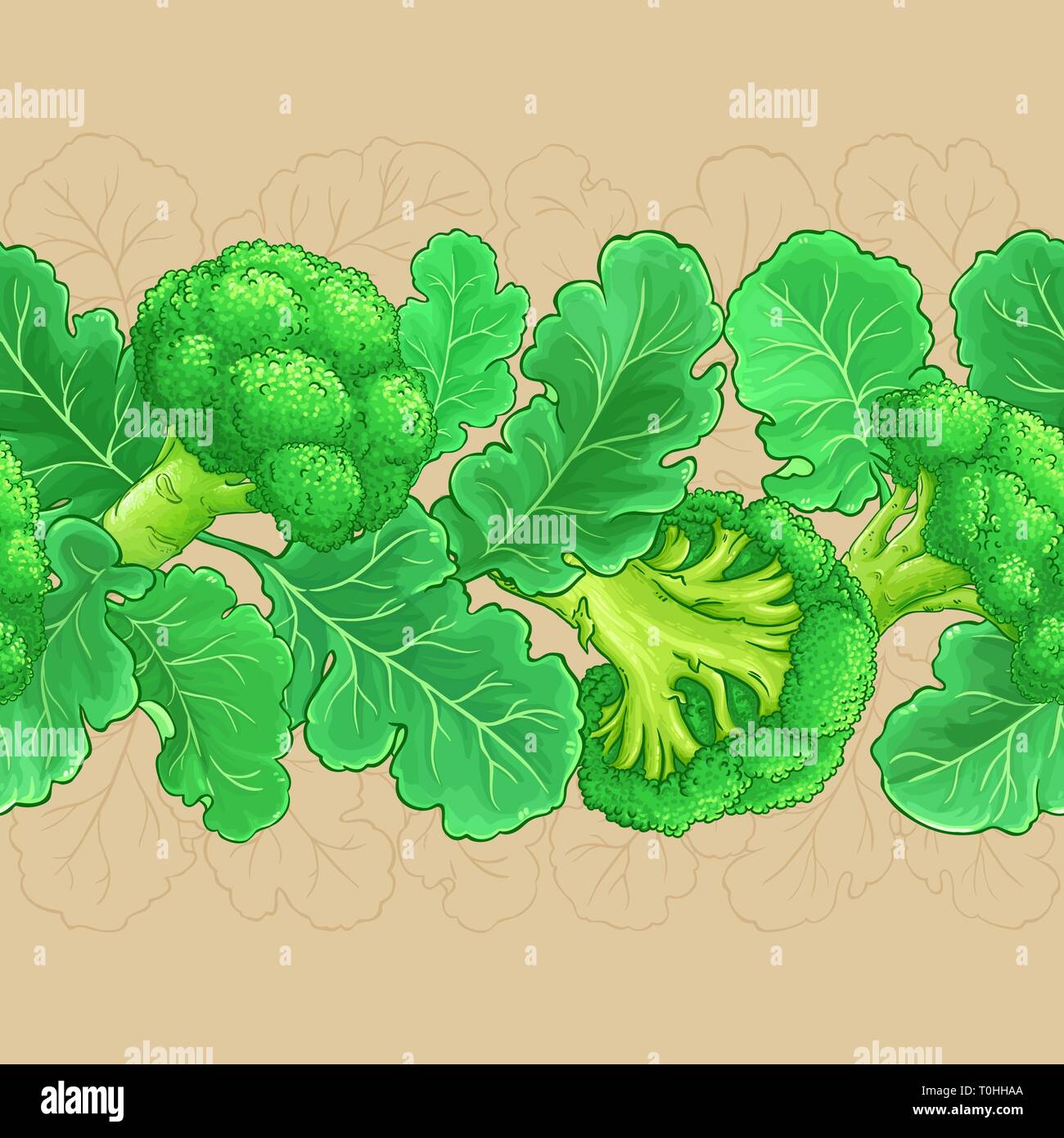 broccoli vector pattern on color background Stock Vector