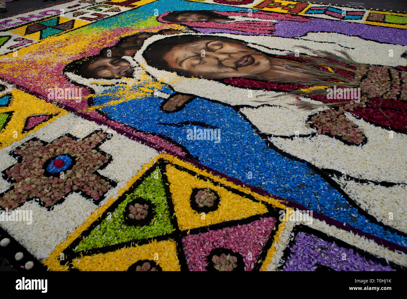 Holy Week Surco Flower Carpet, Lima, Peru, 2015. Creator: Luis Rosendo. Stock Photo