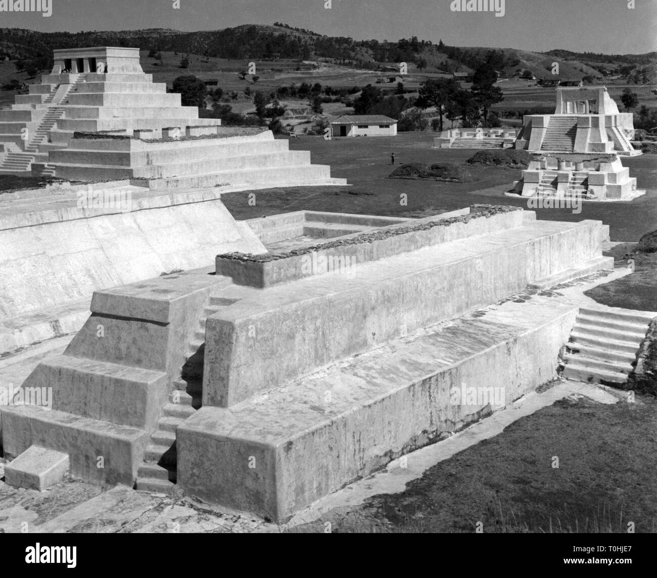 geography / travel, Guatemala, archeaology, Maya ruin of the Zaculen pyramid, reconstructed 1947 by the United Fruit Company, 1960s, Additional-Rights-Clearance-Info-Not-Available Stock Photo