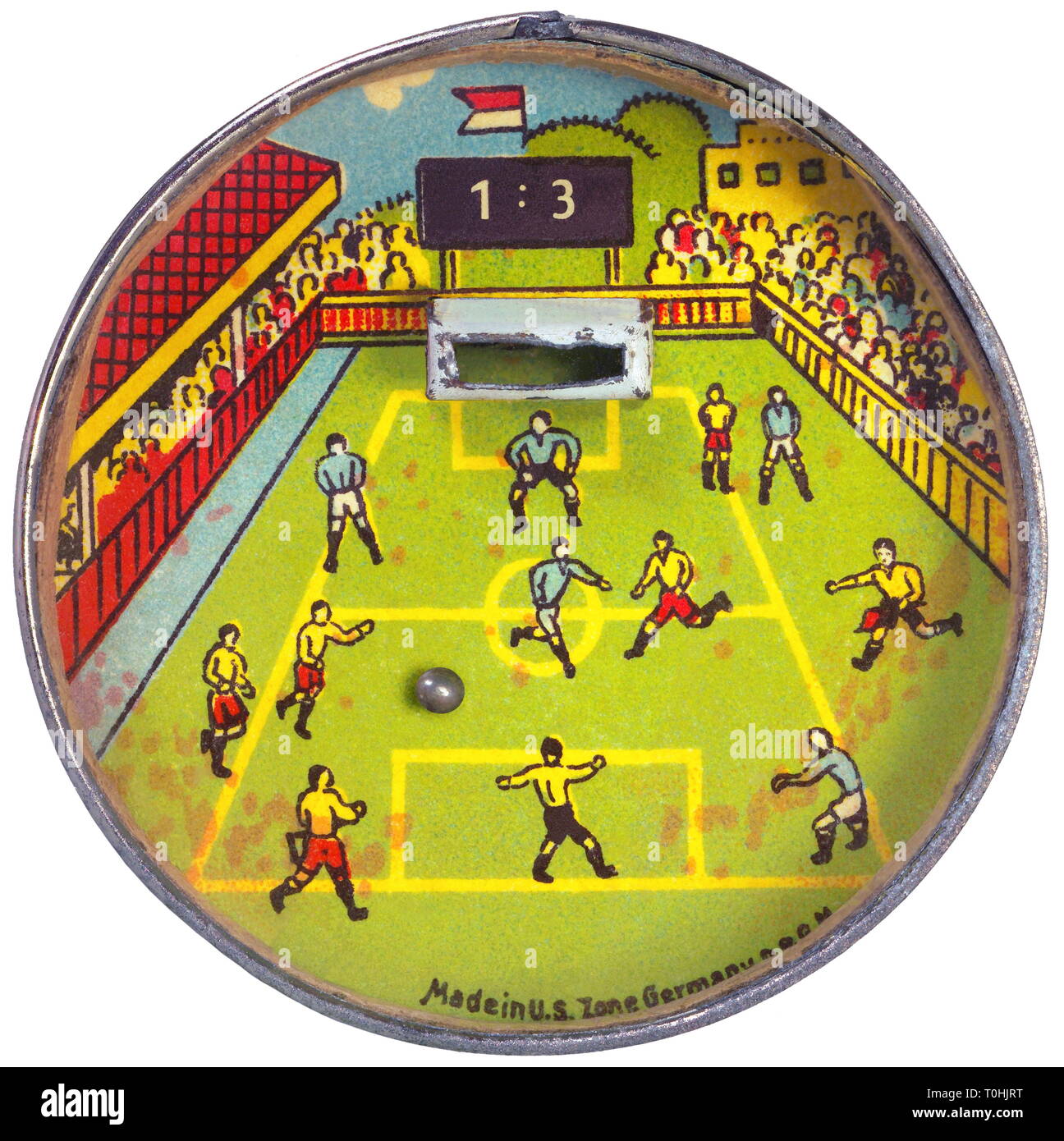 games, puzzle, football, handhold game for flip up and down, until the ball  is landing in the goal, diameter of 5 centimeter, forefront, Germany, circa  1949, Additional-Rights-Clearance-Info-Not-Available Stock Photo - Alamy