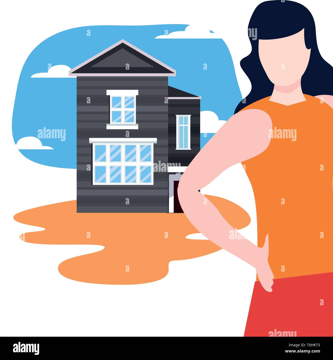 woman portrait in the city street vector illustration Stock Vector ...
