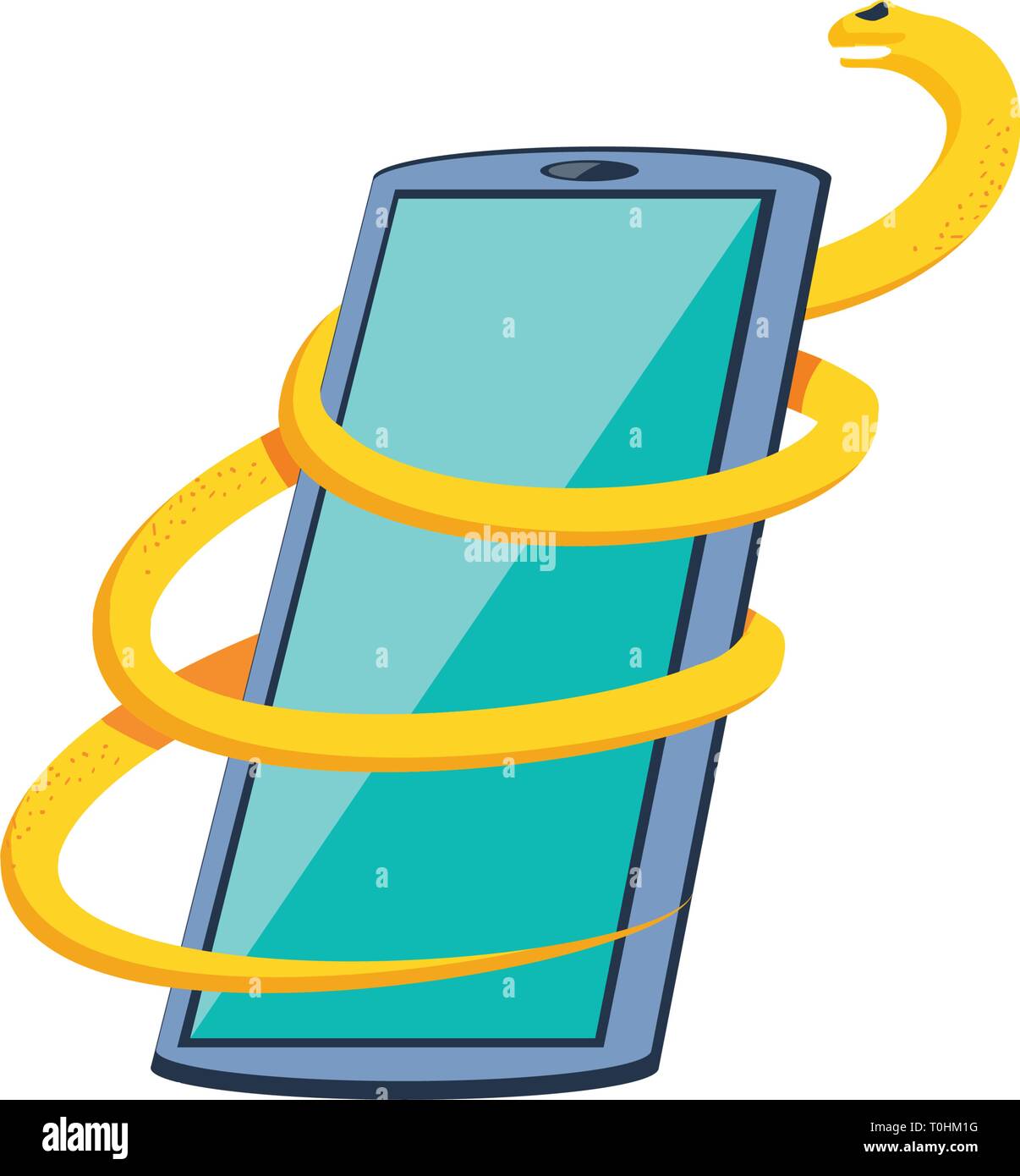 smartphone with snake virus attack isolated icon vector illustration ...