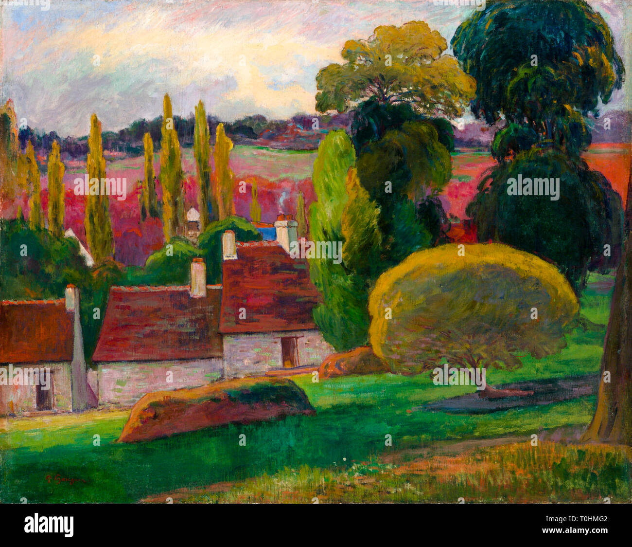 Paul Gauguin, A Farm in Brittany, painting, c. 1894 Stock Photo