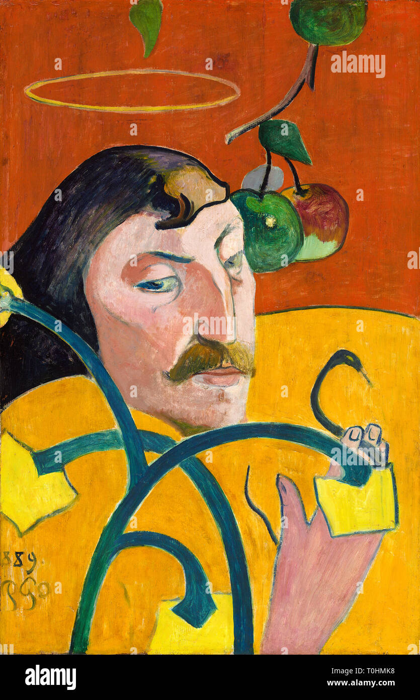 Paul Gauguin (1848-1903), Self Portrait with Halo and Snake, 1889 Stock Photo