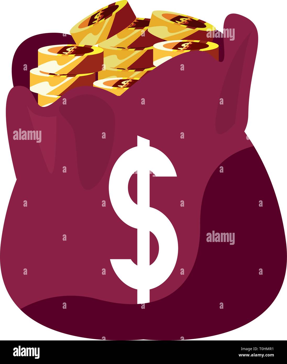 filled money bag coins banking vector illustration Stock Vector Image