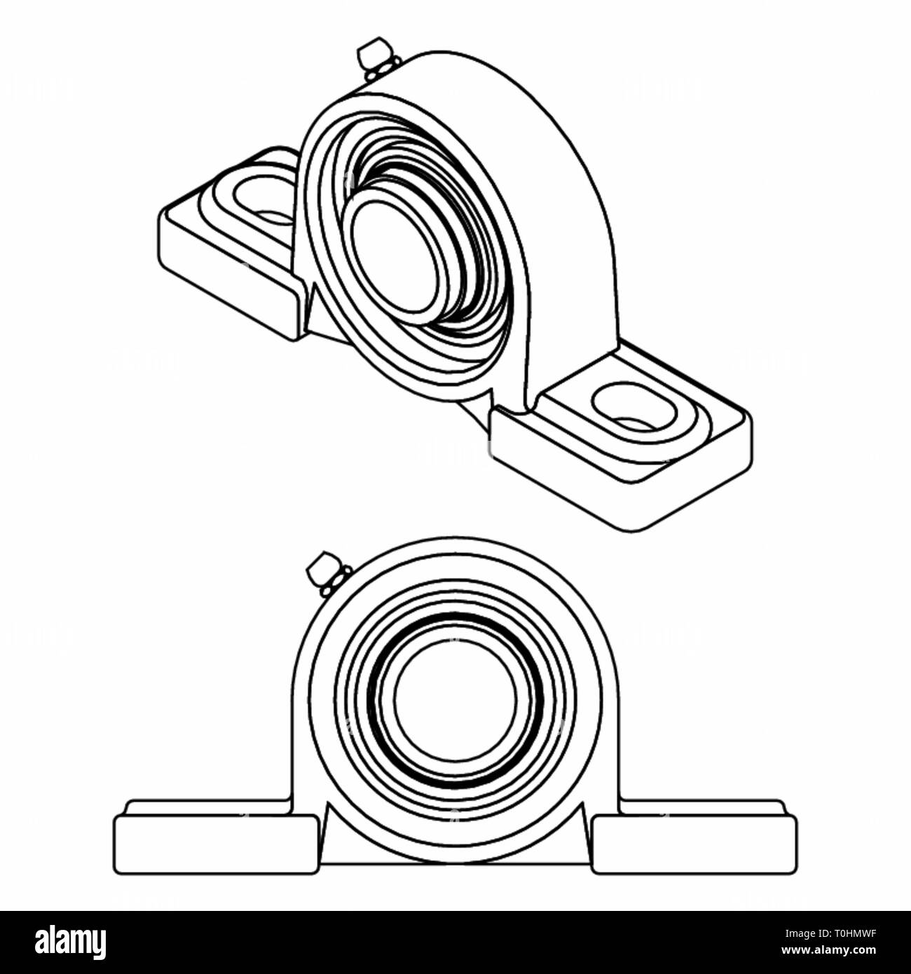 Plummer Block Bearing. Outline only Stock Vector Image & Art Alamy