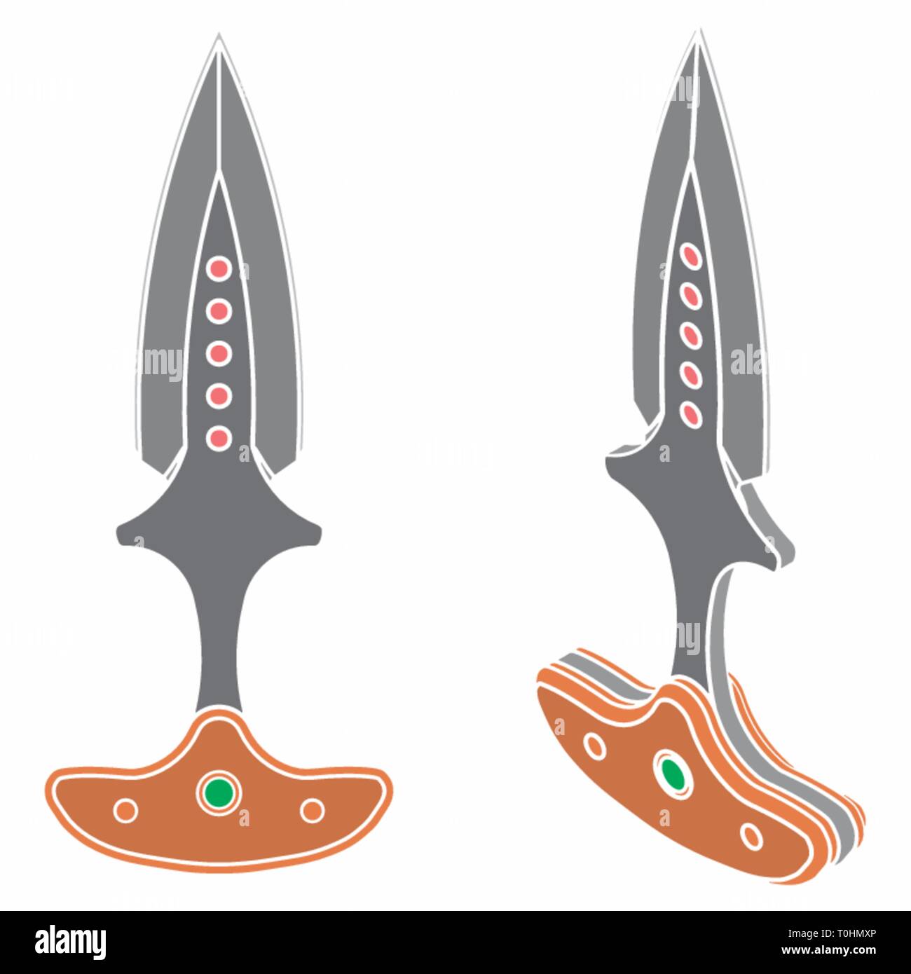 Push dagger colored. Without outline. Stock Vector