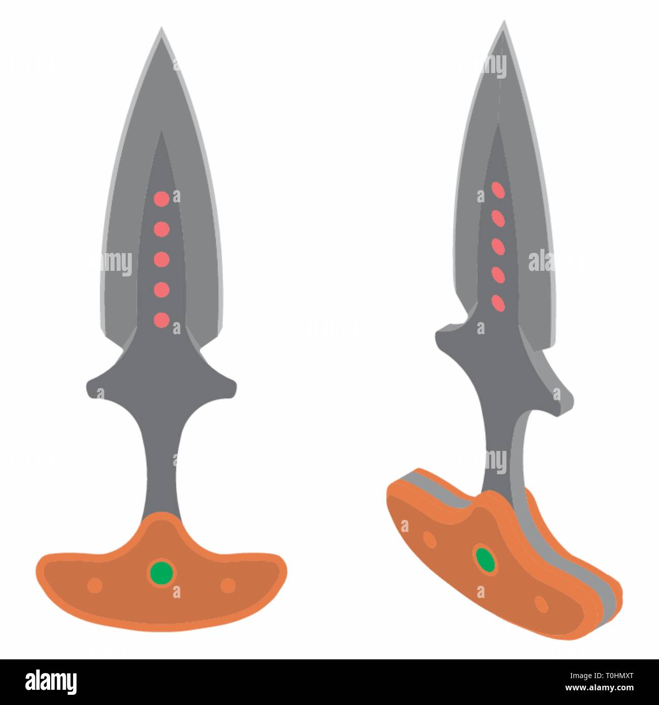 Push dagger colored. Stock Vector