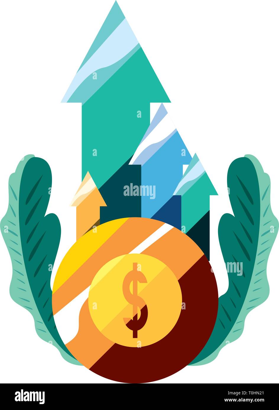 business chart gold coin money arrow profit vector illustration Stock ...