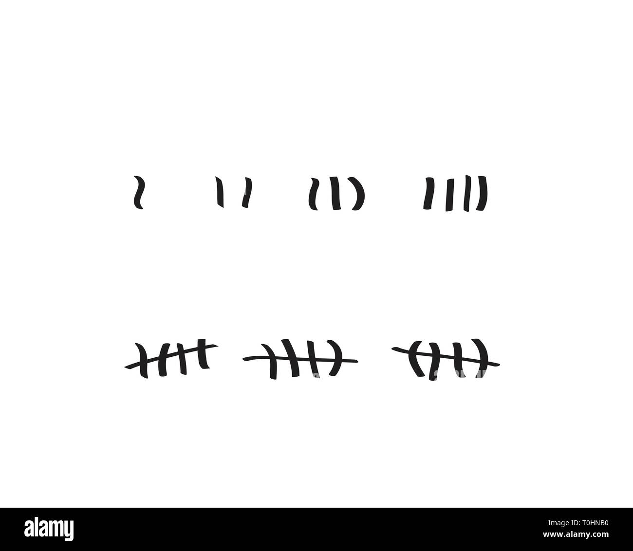Tally marks on a prison wall isolated. Counting signs. Vector Stock Vector