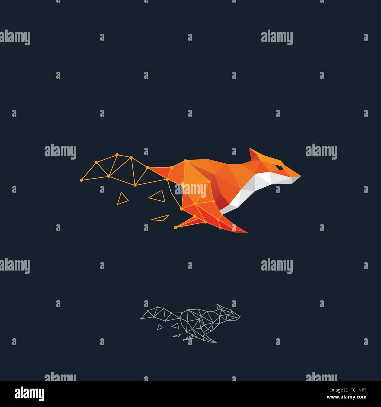Running Fox Color Design concept Illustration Vector Template. Suitable for Creative Industry, Multimedia, entertainment, Educations, Shop, and any re Stock Vector