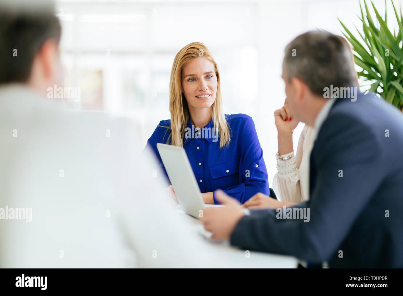 Confident company ceo at meeting Stock Photo