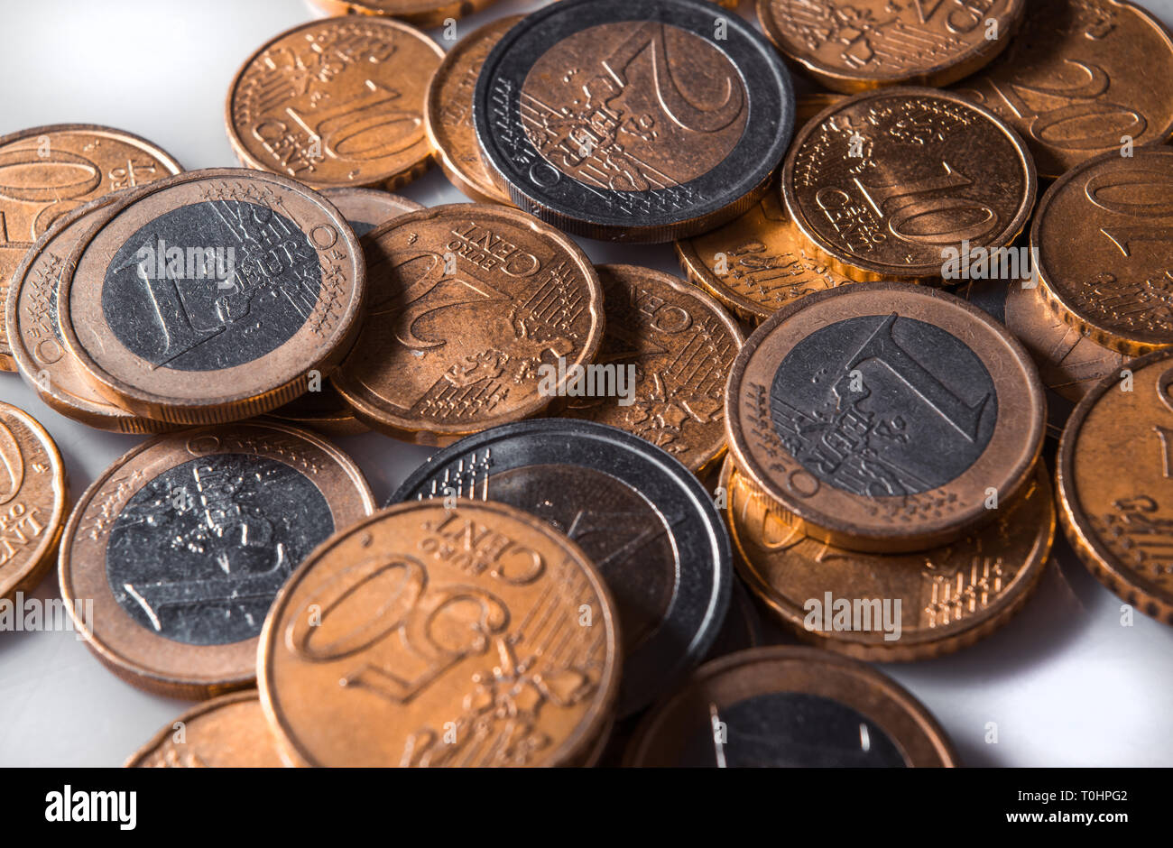 A pile of two and one and 50 cent euro coins, made of copper and nickel  Stock Photo - Alamy