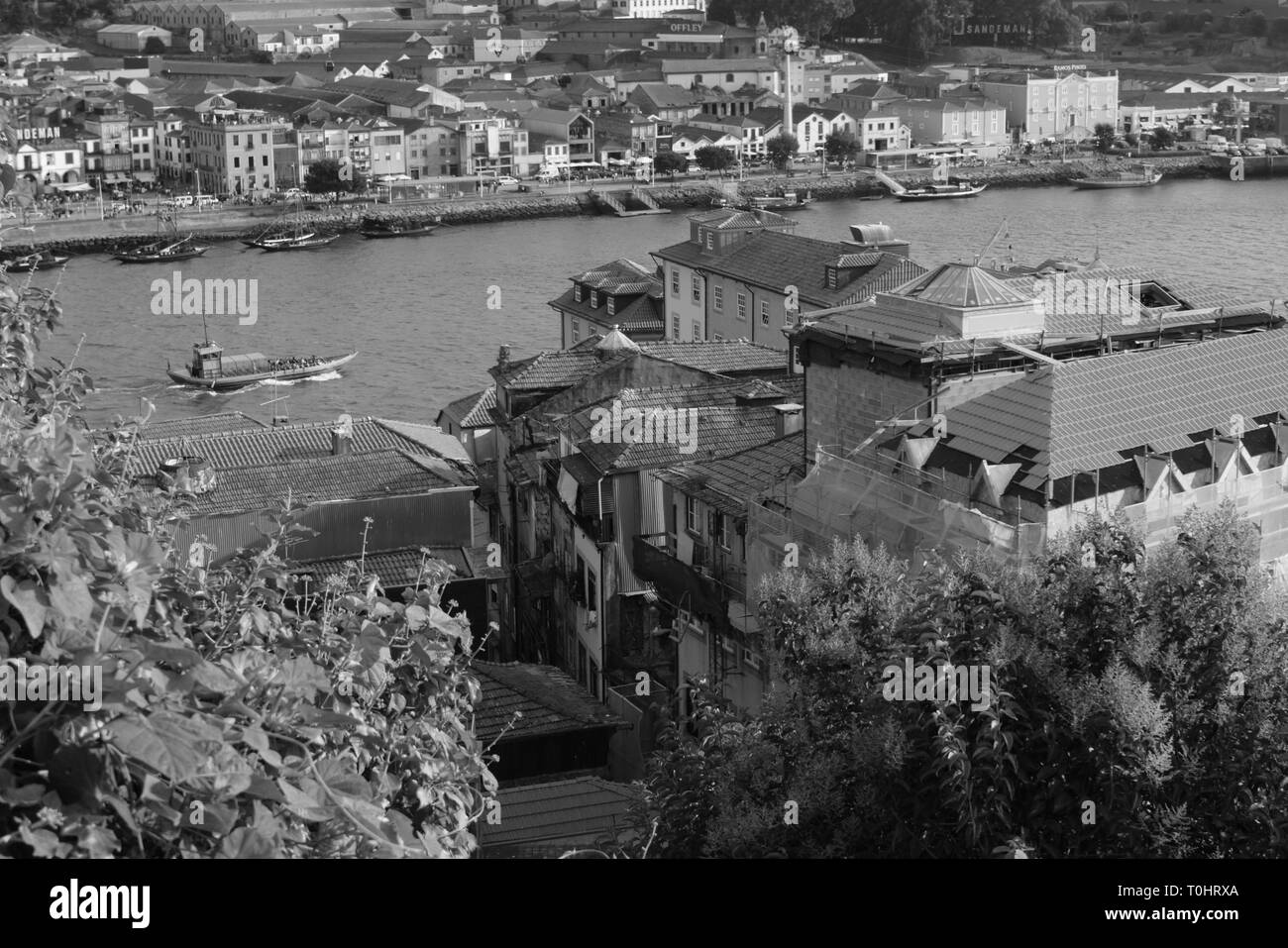 porto portugal - view from a hill black & white shot 2016 Stock Photo