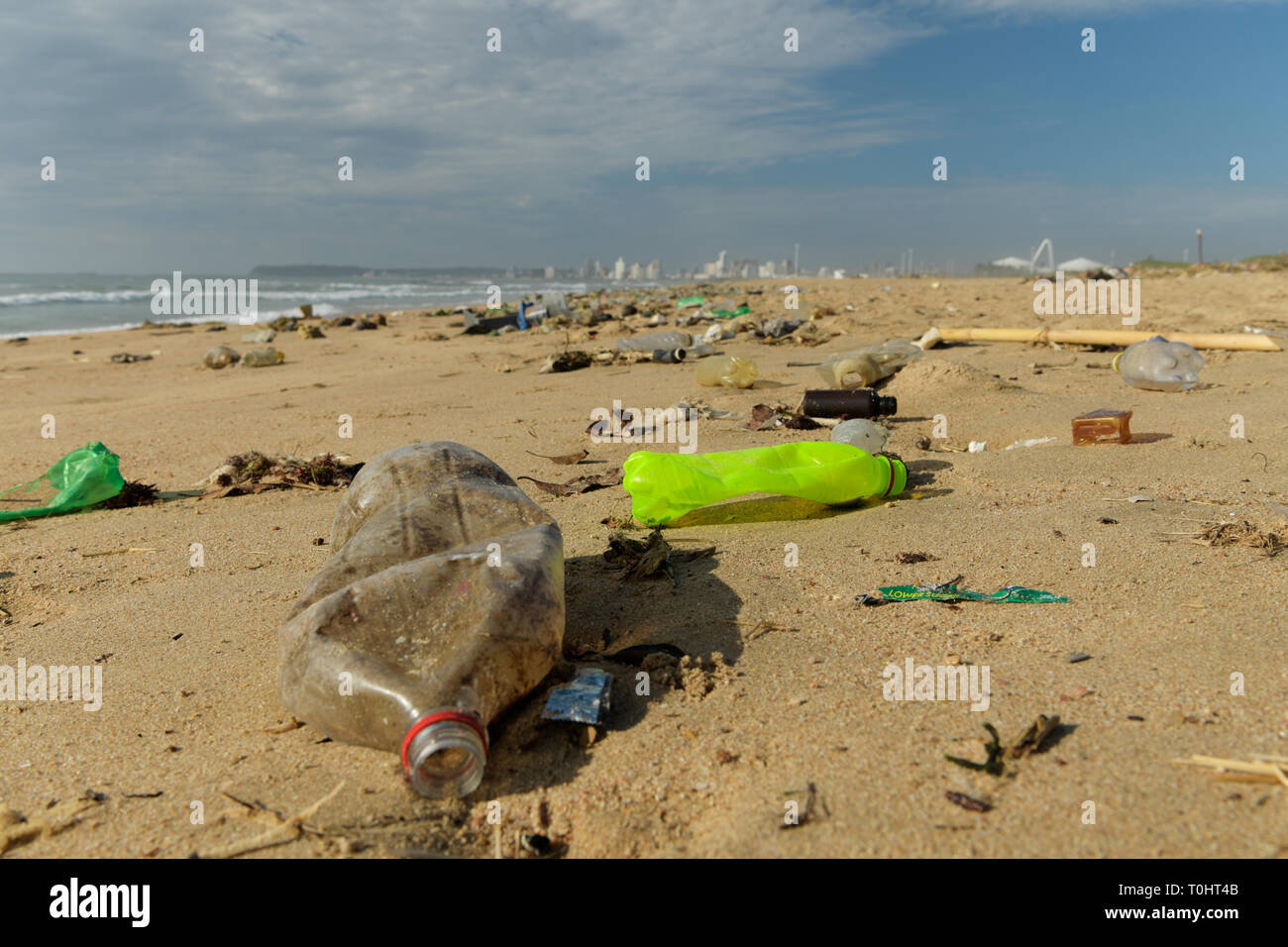 Durban, KwaZuluNatal, South Africa, plastic pollution, PET bottles and