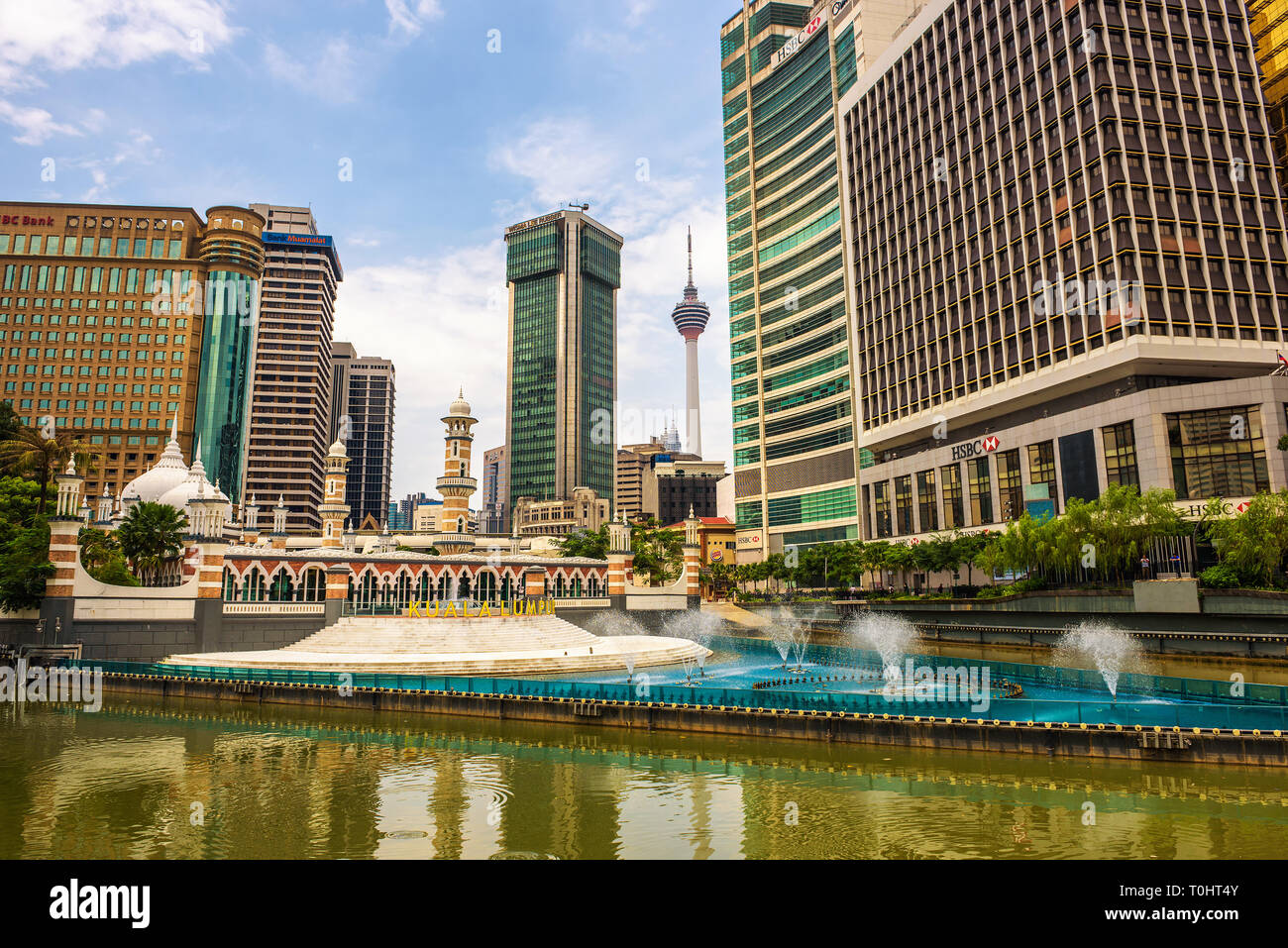 Masjid Jamek Mosque in center of Kuala Lumpur, Malaysia Stock Photo