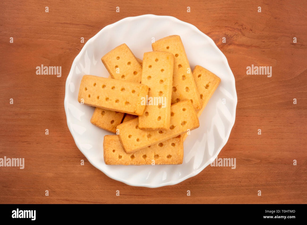 A photo of Scottish shortbread butter cookies, shot from the top on a