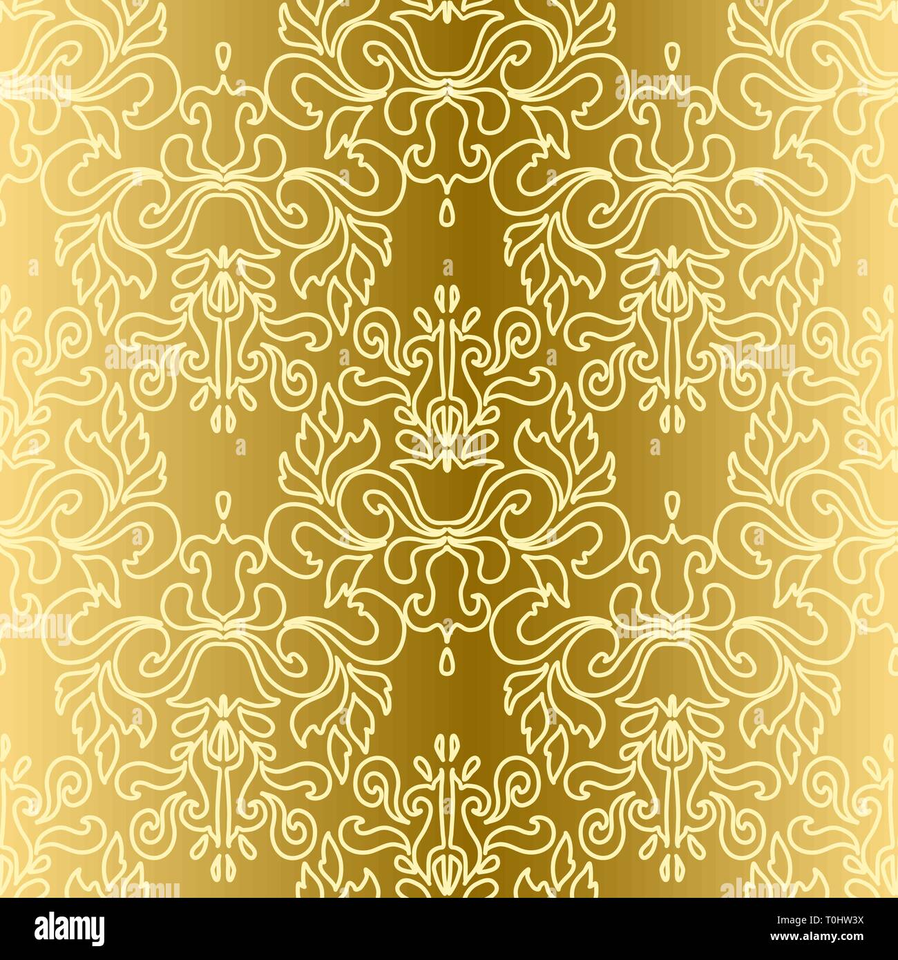 Oriental gold vector damask seamless pattern. Vector illustration Stock ...