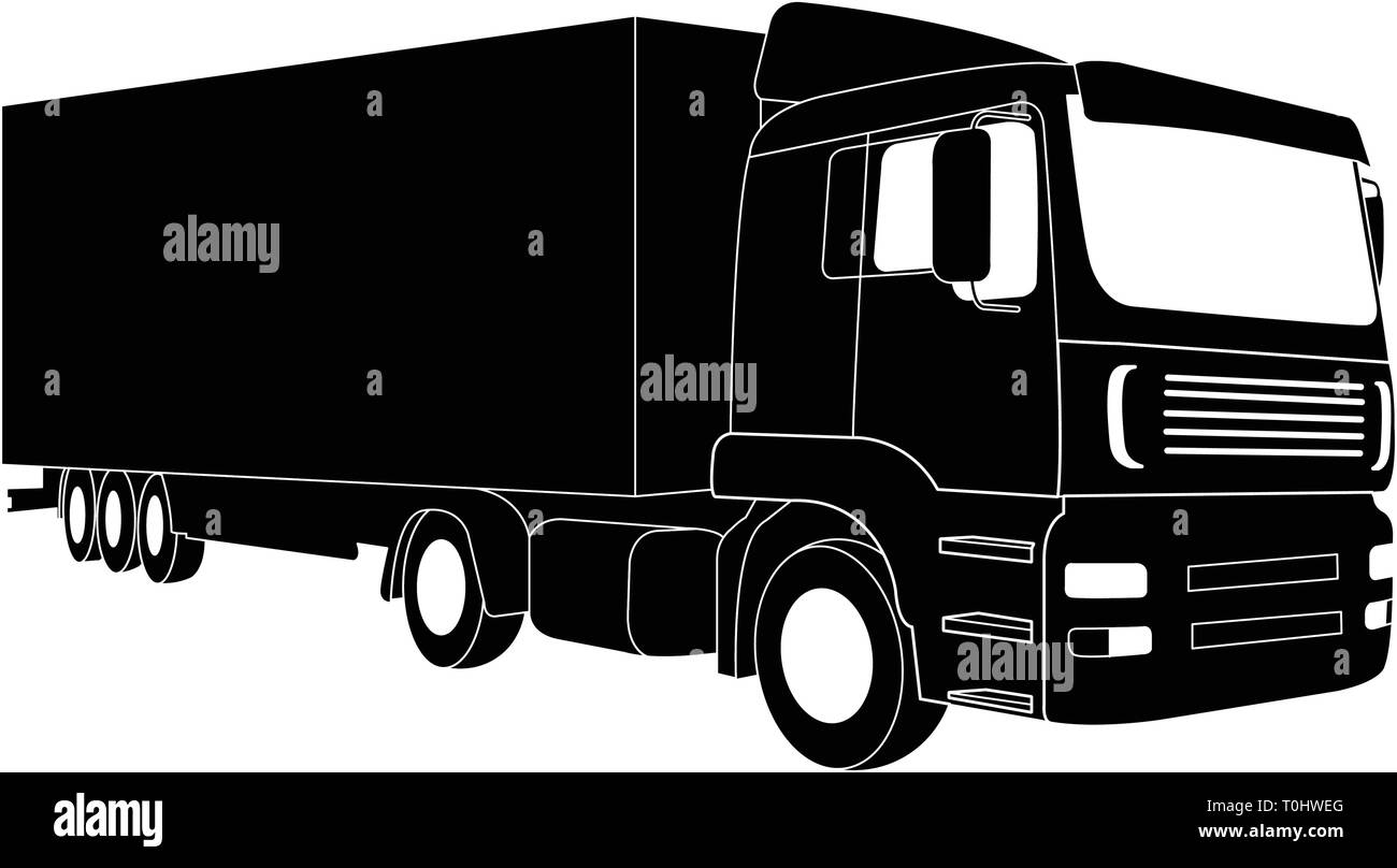 detailed truck silhouette - vector Stock Vector