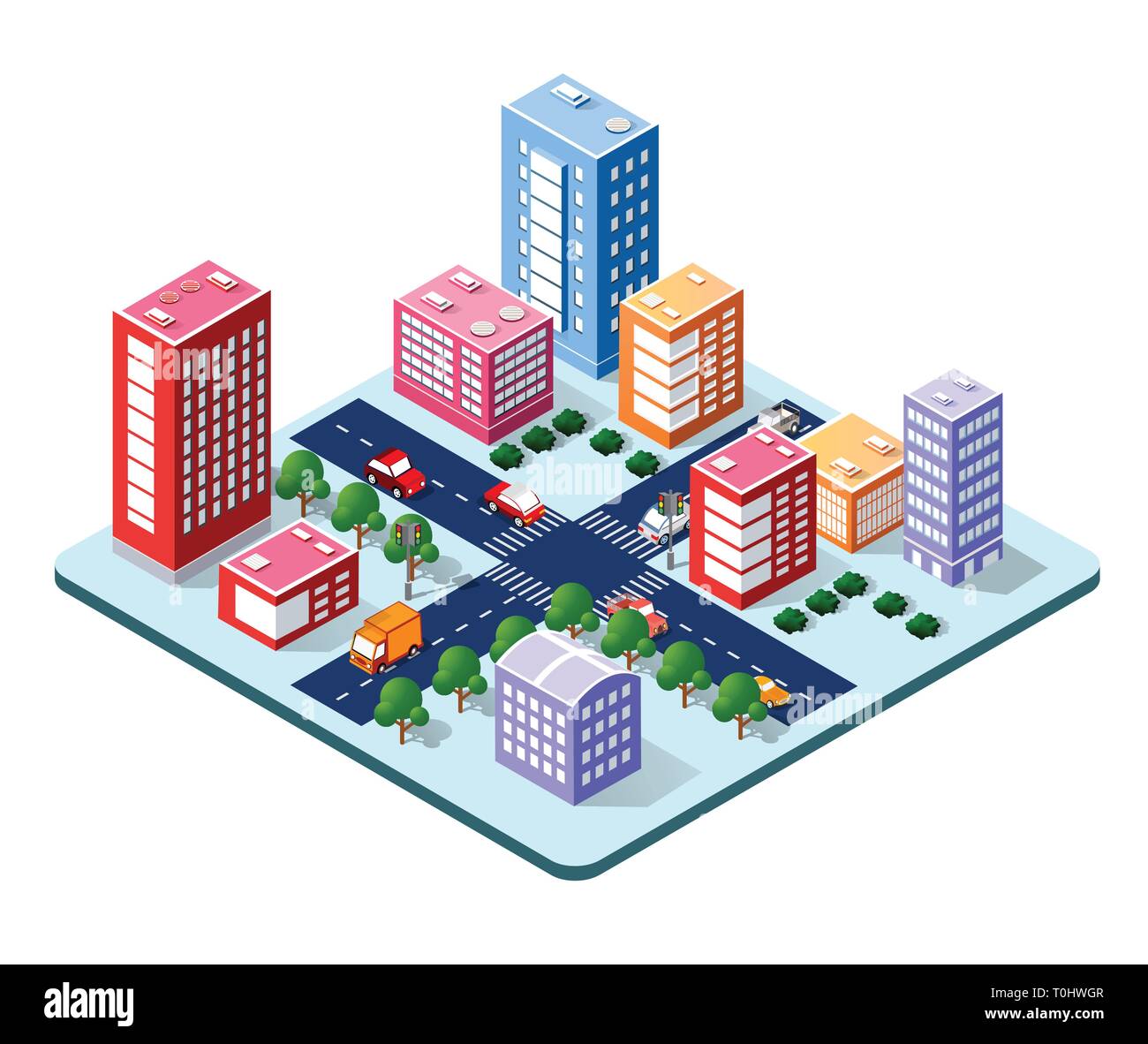 Colorful 3D isometric city Stock Vector Image & Art - Alamy