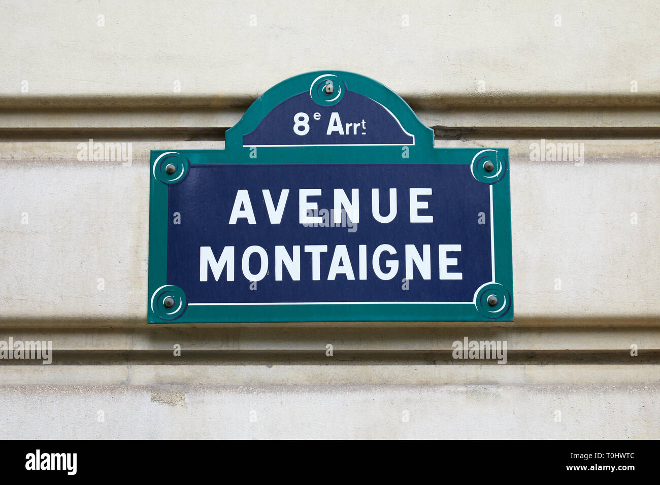 Famous Avenue Montainge street sign in Paris, France Stock Photo