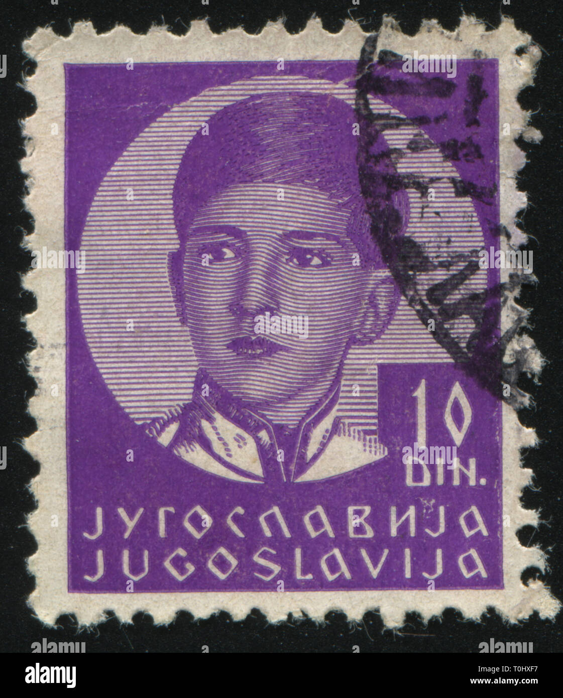 RUSSIA KALININGRAD,12 NOVEMBER 2016: stamp printed by Yugoslavia, shows the portrait of king Peter II, circa 1935 Stock Photo