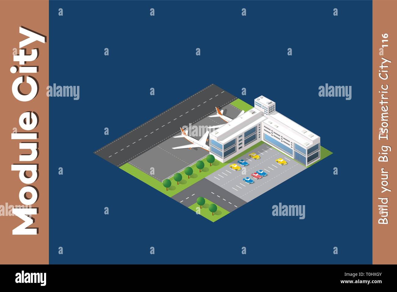 Isometric city 3D airport Stock Vector