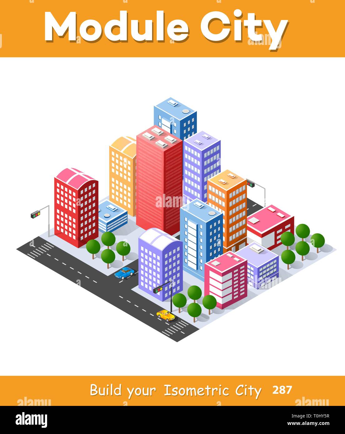 Colorful 3D isometric city Stock Vector