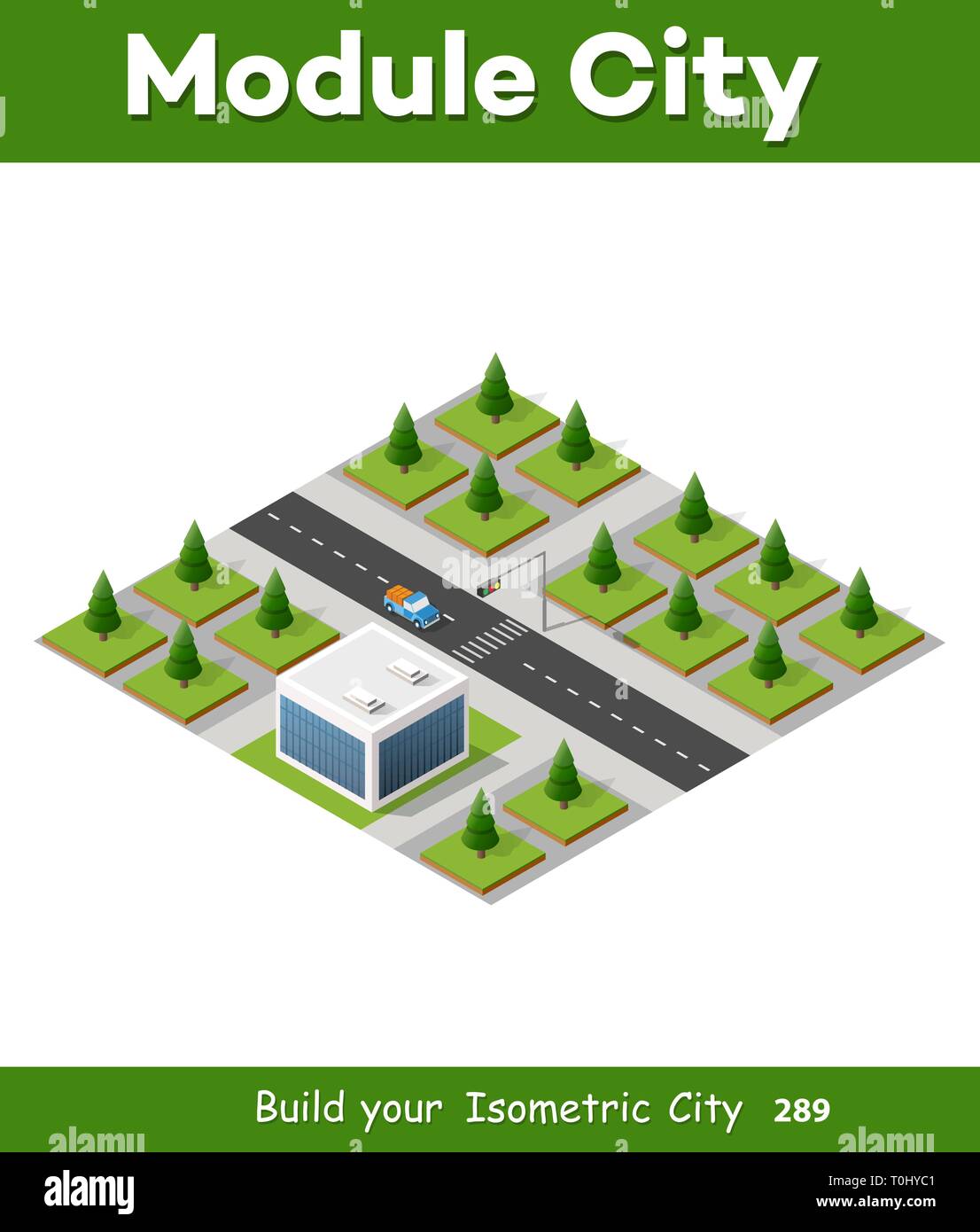 Isometric 3D park with trees Stock Vector